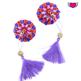 Red & Purple Beaded Pasties with Detachable Tassels / Burlesque Nipple Covers / Fancy Decorative Nipple Pasties #30313