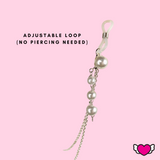 Non Piercing Nipple Chain with Adjustable Noose & Pearl Drop - Estelle #30058