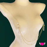 Non Piercing Nipple Chain with Adjustable Noose & Pearl Drop - Estelle #30058