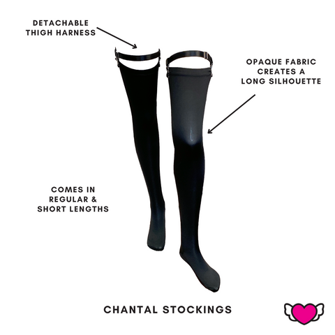 Opaque Thigh High Stockings with Detachable Thigh Garters - Chantal #20309